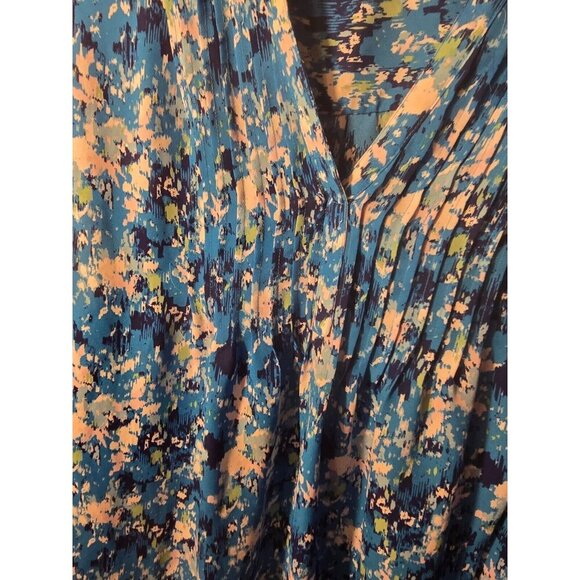 Style & Co Stunning Blue Floral Romantic Blouse Shirt Top Vneck Womens Plus 1X - Picture 2 of 3